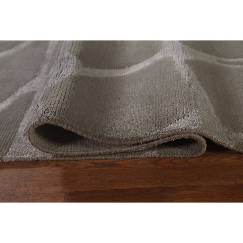 All-Over Modern Indian Area Rug Handmade Wool Carpet - 9'1"x 11'7"