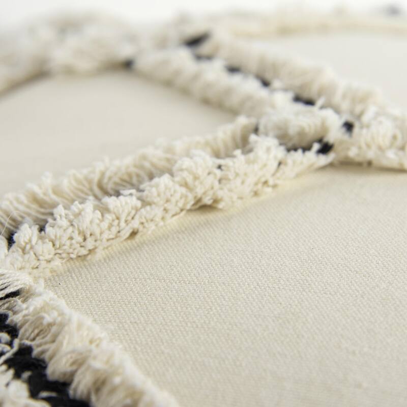 Rizzy Home Neutral Ivory and Black Geometric Throw Pillow