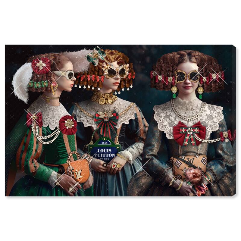 Wynwood Studio Canvas Fashion and Glam Three Glamorous Sisters Green and Dark Green Glam Wall Art Canvas Print - 20 x 30