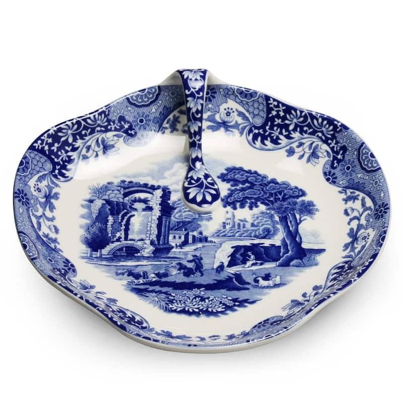 Spode Blue Italian Handled Tray - 8.25" x 7.5"