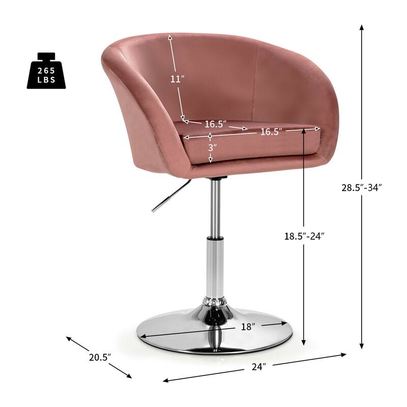 Gymax Modern Velvet Chair Height Adjustable Bar Stool Swivel Makeup - See Details
