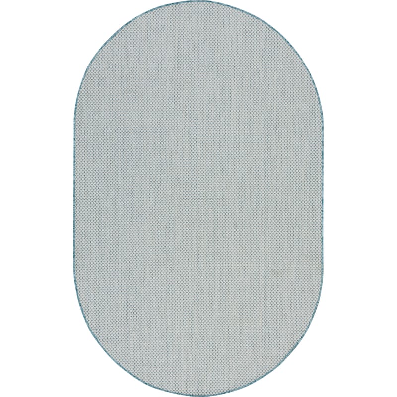 Nourison Courtyard Indoor/Outdoor Modern Geometric Area Rug - 5' x 8' Oval - Ivory/Aqua