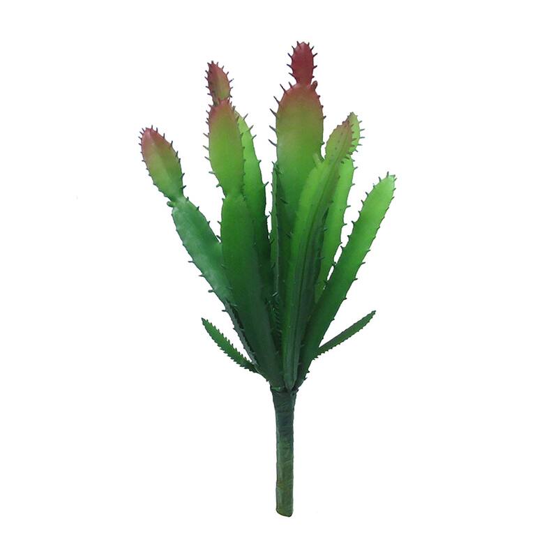 Set of 3 Green Burgundy Artificial Cactus Succulent Stem Plant Greenery Pick Spray Branch 7.5in - 7.5" H x 5.5" W x 5" DP