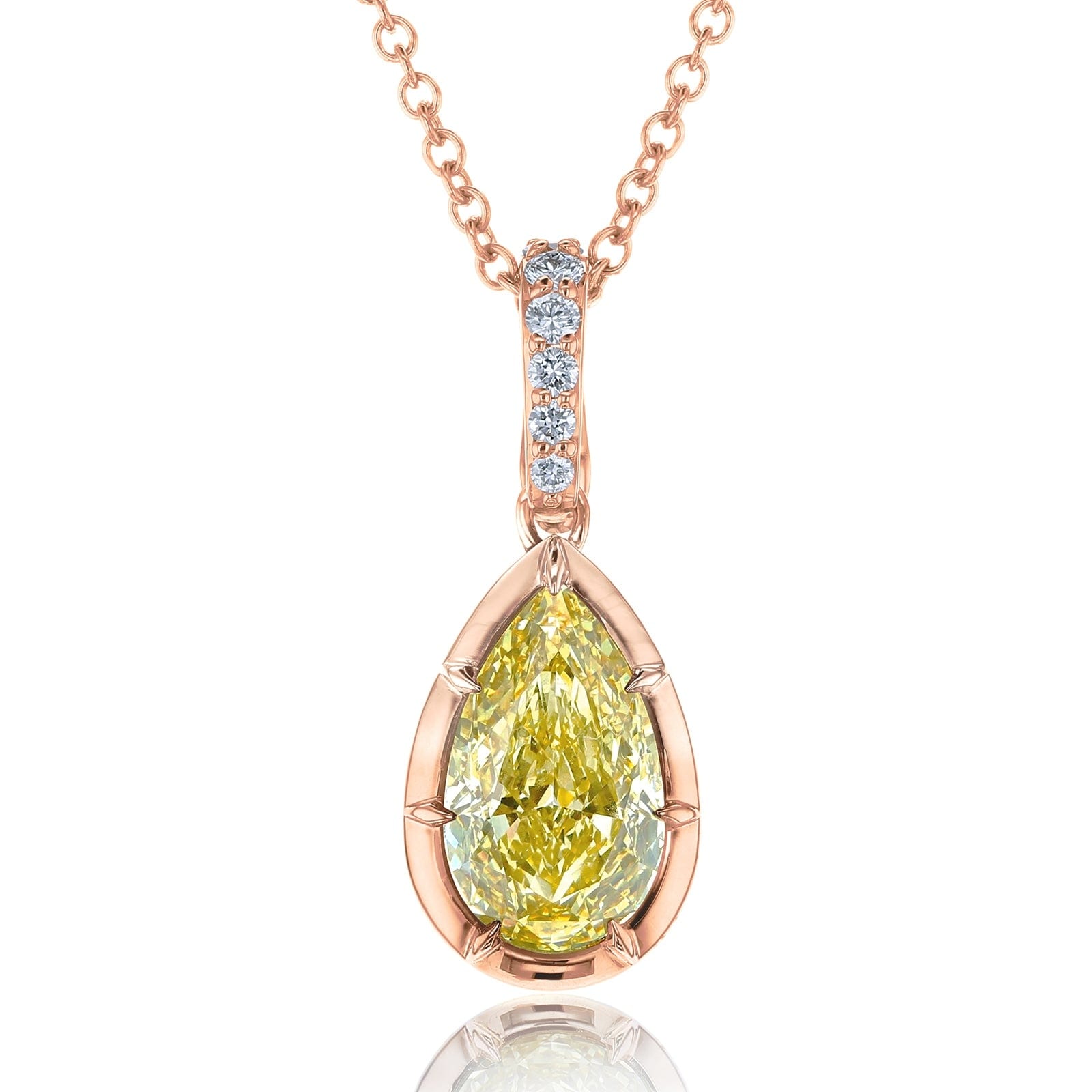 Kobelli 5.2 Carat Fancy Yellow or White Lab Grown Diamond 14k Gold Pear Solitaire Renata Pendant (Certified, VS)