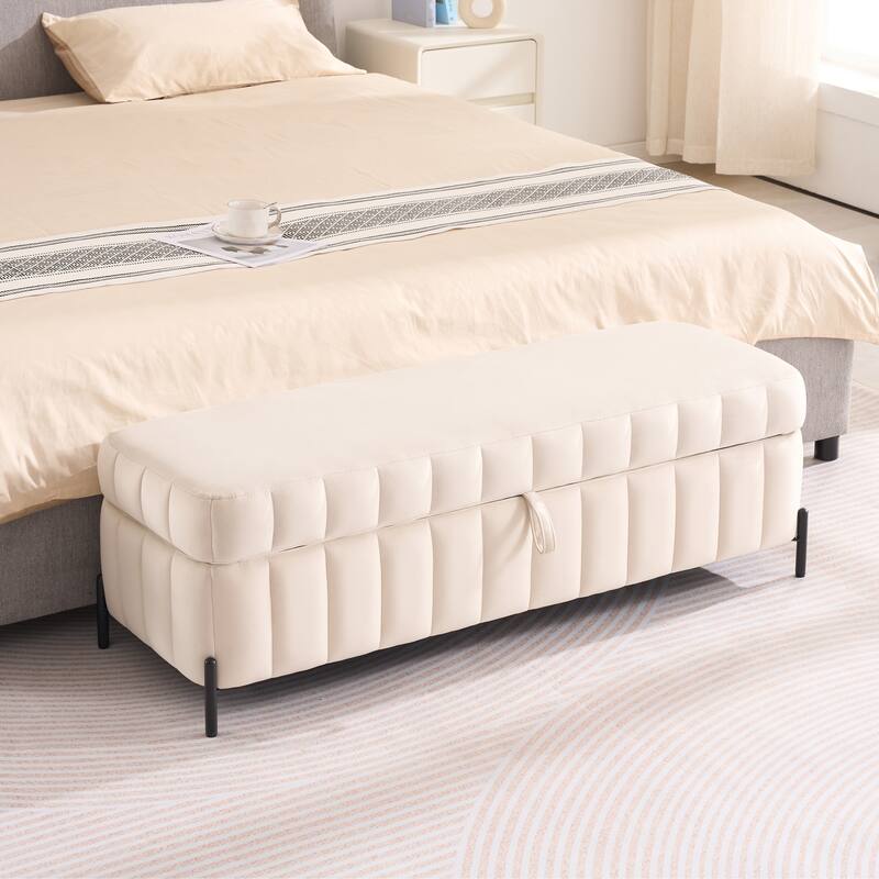 49.2"W Modern Storage Bench,Bedroom Ottoman Bench with Metal Legs