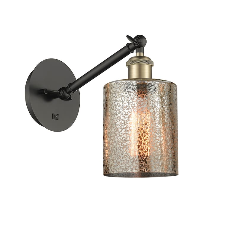 Innovations Lighting 317-1W-12-6 Cobbleskill Sconce Cobbleskill 12" - Black Antique Brass / Mercury