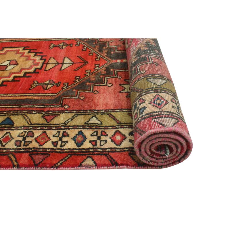 Fine Vintage Distressed Roshanak Red/Charcoal Runner - 3'2" x 7'7"