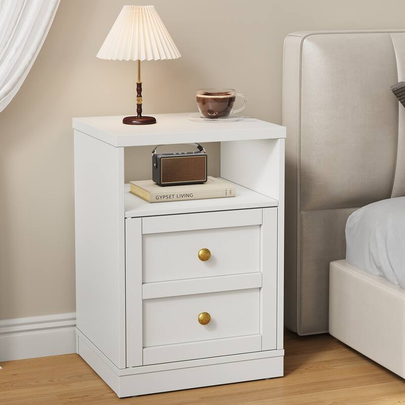 Modern Nightstand with Door & Open Shelf