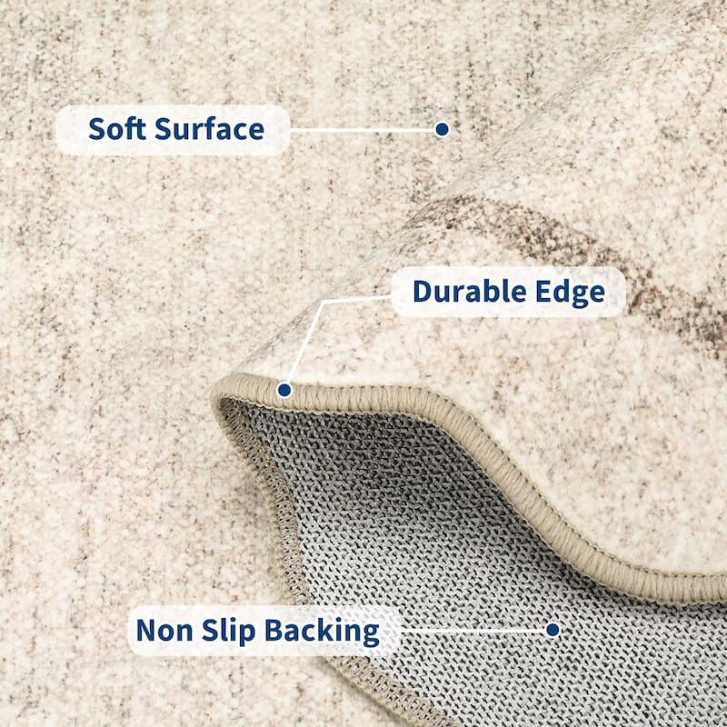 Garvee Scallop Solid Washable Area Rug