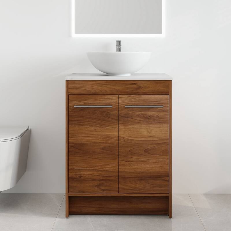 24" Bathroom Vanity with Sink, 24 Inches FreeStanding Vanity, Modern Sink Vanity Combo, Floor Stand Vanity - Round Bowl Sink