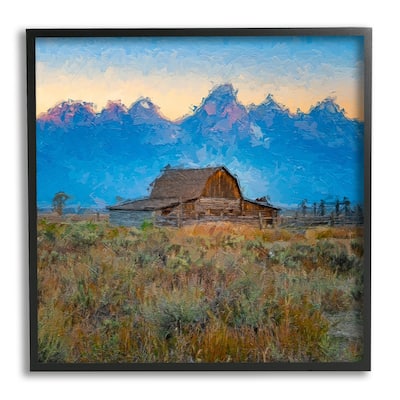 Stupell Countryside Farm Pasture Barn Bold Blue Sunset Framed Wall Art