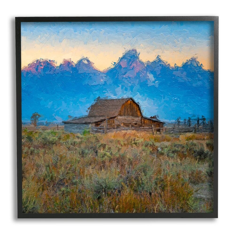 Stupell Countryside Farm Pasture Barn Bold Blue Sunset Framed Wall Art