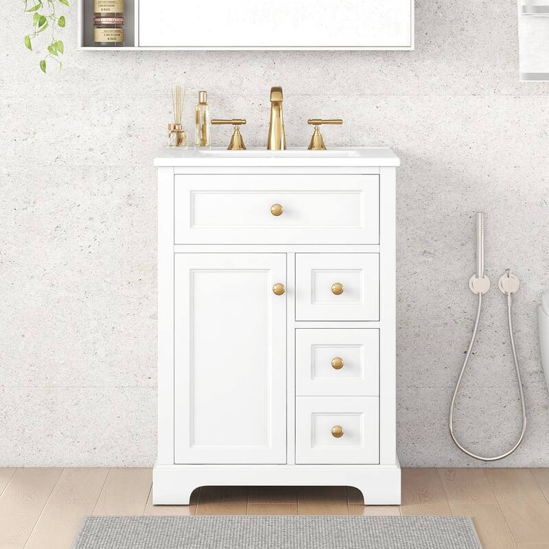 24" Bathroom Vanity with Sink for Small to Medium Bathrooms - White - 24 Inch