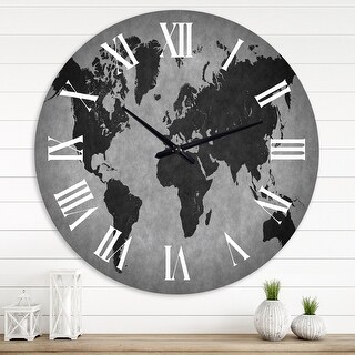 Designart 'Ancient Map of The World IX' Vintage wall clock - Bed Bath ...