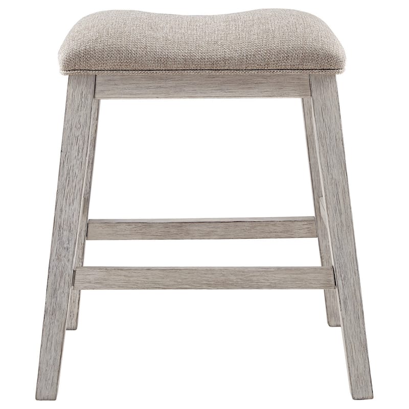 Fabric Upholstered Stool with Angled Legs, Set of 2, Beige