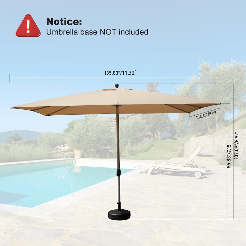 Rectangle Patio Umbrella With Crank Lift And Tilt Function,Beige(Base Not Included)
