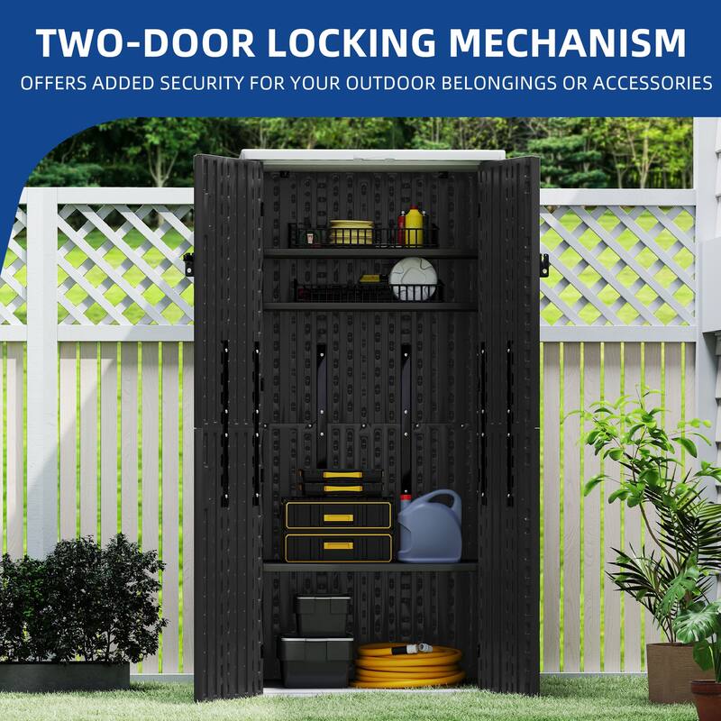 Outdoor Storage Shed with 4 Shelves - N/A