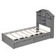 preview thumbnail 18 of 69, Wooden platform bed with house shaped storage headboard and drawers
