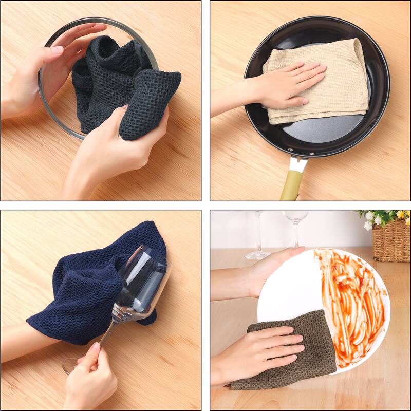 100% Cotton Dish Clothes, Double-Sided Waffle Weave Kitchen Towels, Absorbent Kitchen Dish Cloths