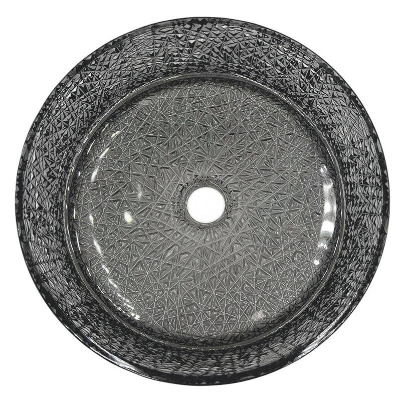 Stadium 16" & 14" Round Decorative Crystal Vessel Sinks With White Base