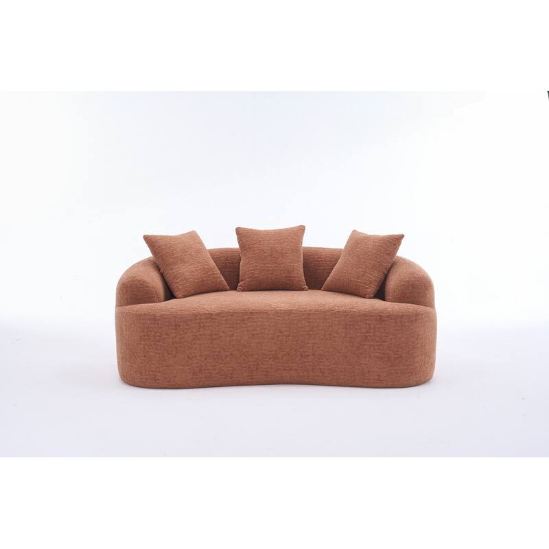 Curved Loveseat White Full Compression Sponge Sofa