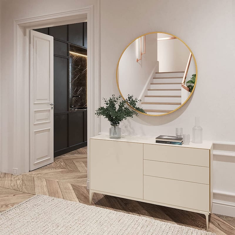 Round Mirror Wall Mounted, Circle Bathroom Vanity Wall Mirror with Metal Frame - 16/20/24/30/32/36"