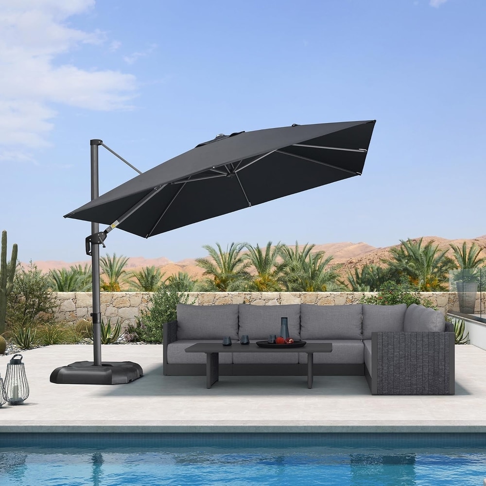 industrial patio umbrella Patioslife Aegis 10ft Round Cantilever with solar LED l US-Patioslife These industrial flame Black Industrial Patio Umbrellas -