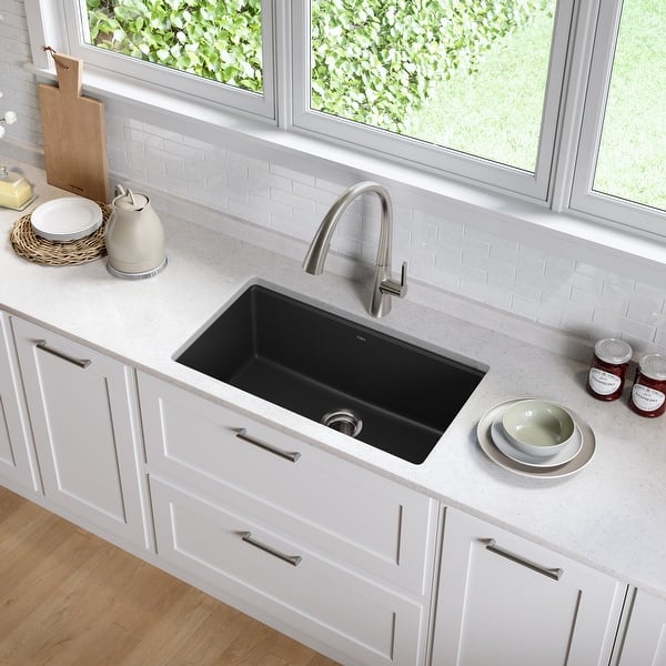 Kraus Granite Black Onyx 31 Inch 1 Bowl Undermount Kitchen Sink Overstock 8844063