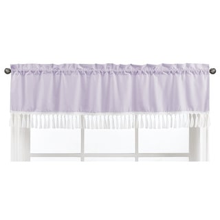 Lavender Boho Bohemian Window Curtain Valance - Solid Color Purple and White Farmhouse Chic Minimalist Tassel Fringe Macrame