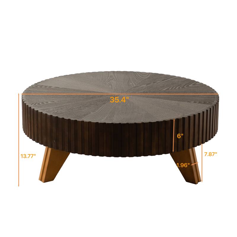 35.4-Inch Round Coffee Table for Living Room, Center Cocktail Table with Sturdy Wooden Legs for Home Decor