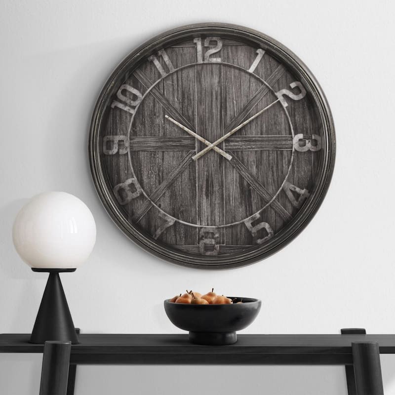 30" Round Wall Clock - Brown