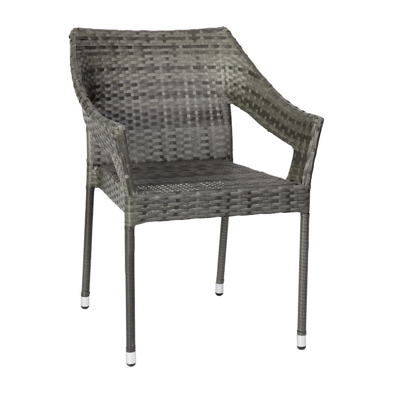 All Weather Commercial Grade PE Rattan Stacking Patio Chairs - 2 Pack