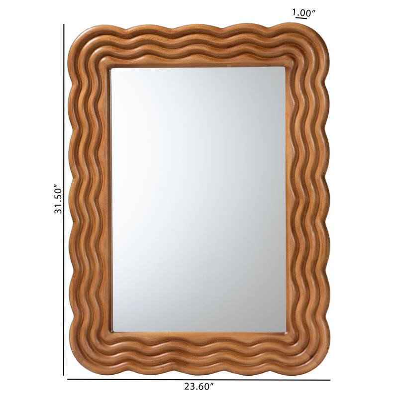 Acantha Modern Walnut Brown Scallop-framed Accent Mirror