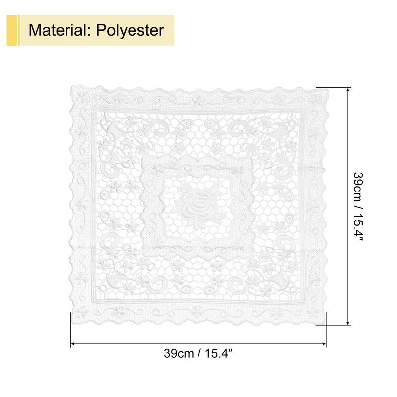 15x15-in Retro Lace Placemat Square French Crochet Doilies Coasters White - White