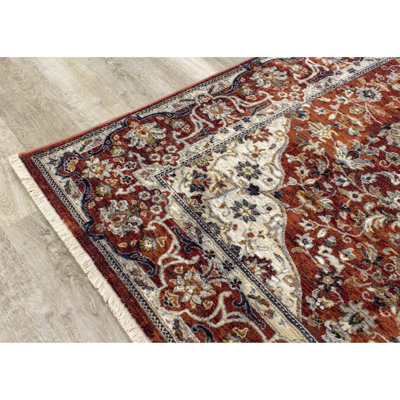Sydney Collection - Red/Cream Classic Border Rug