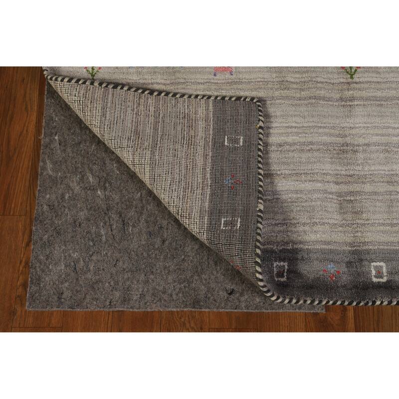 Hand Knotted Oriental 100% Wool Carpet Tribal Animal Pictorial Green Gabbeh Area Rug - 5' 11'' X 4' 1''