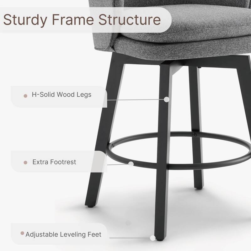 Spruce & Spring Kaylee Modern Swivel Counter Height Bar Stools with Arm