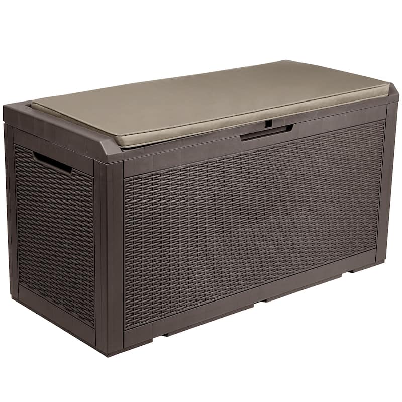 100 Gallon Outdoor Storage Waterproof Deck Box with Cushion - N/A - Brown