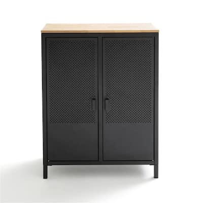 Agama 2-Door Low Metal & Oak Cabinet - 43.4"H *33.5"W *15.8"D
