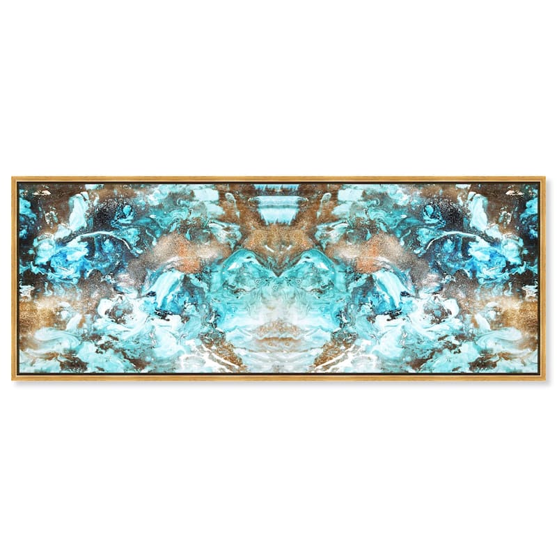 Blazing Blue Gold Long Panoramic Canvas by Art Remedy - Gold - 54" x 20"