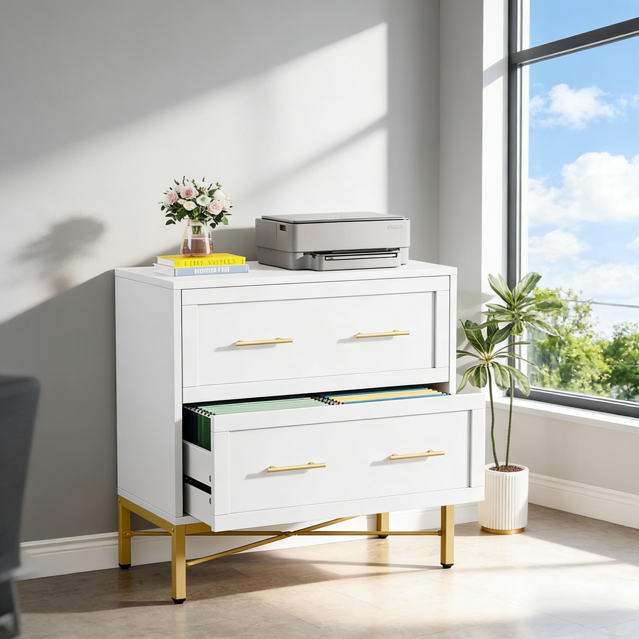Office File Cabinet, 2-Drawer File Cabinet, Sleek Design Storage Cabinet for living room