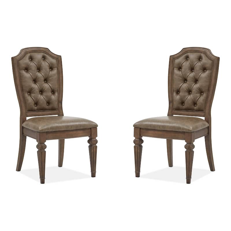 Magnussen Home Durango Willadeene Brown Upholstered Side Chair Two Pack - 21''W x 25''D x 42''H - Set of 2 - 21''W x 25''D x 42''H - Willadeene Brown - Dining Height