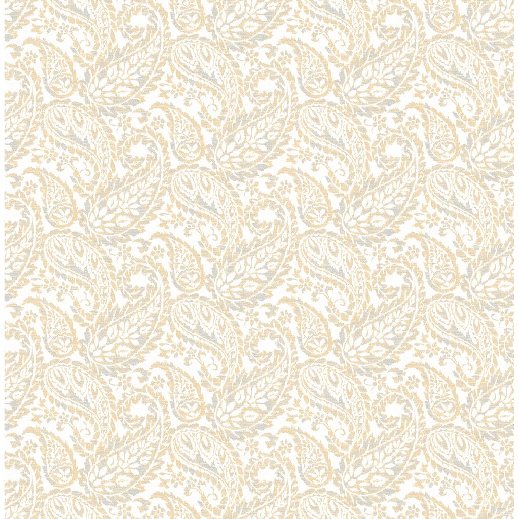 Brewster Adrian Honey Paisley Wallpaper - 20.5in x 396in x 0.025in