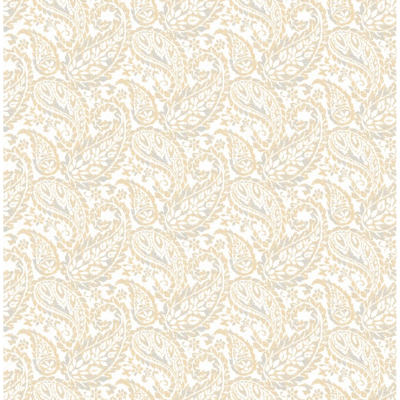 Brewster Adrian Honey Paisley Wallpaper - 20.5in x 396in x 0.025in