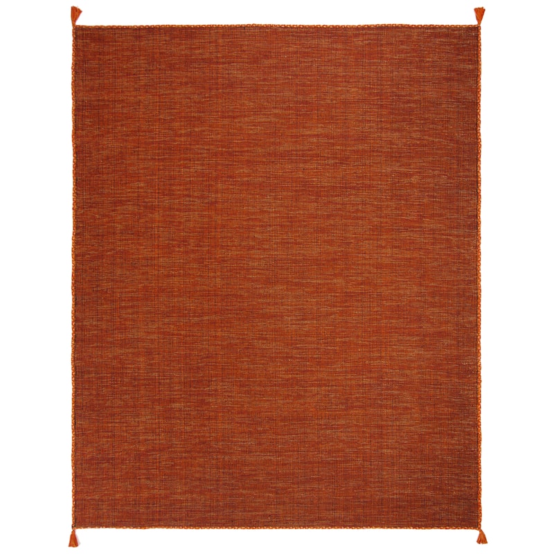 SAFAVIEH Handmade Flatweave Montauk Jahi Plaid Casual Cotton Rug - 9' x 12' - Orange/Black