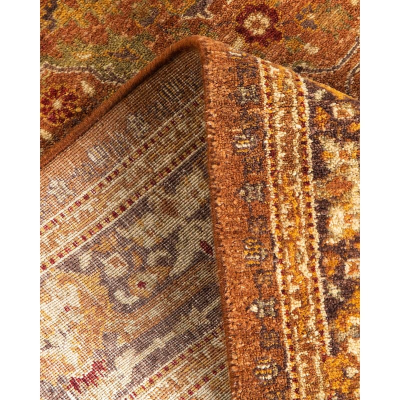 Overton Handknotted Wool Traditional Oriental Yellow Runner