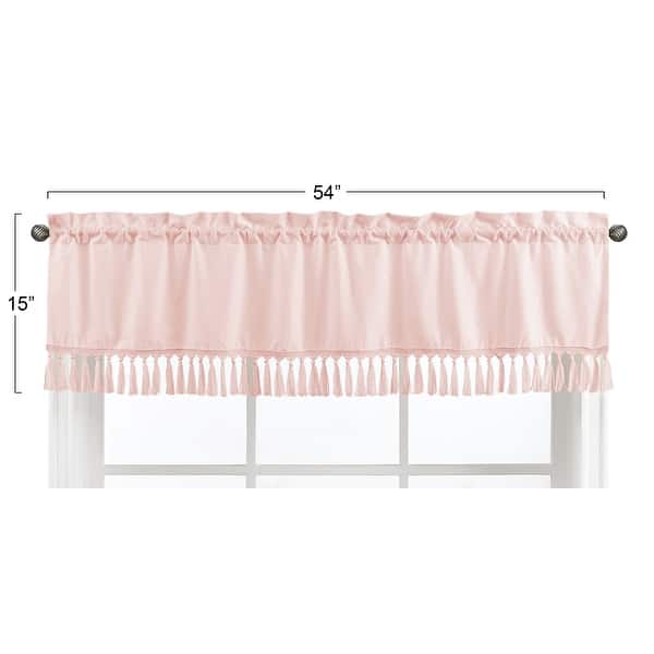 Pink Boho Bohemian Window Curtain Valance - Solid Color Blush Shabby Chic Princess Luxurious Luxury Elegant Vintage Designer