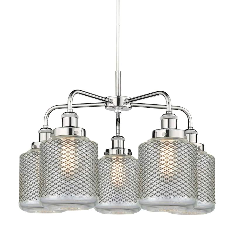 Innovations Lighting 916-5CR-15-24 Edison Chandelier Edison 5 Light - Polished Chrome / Clear Wire Mesh