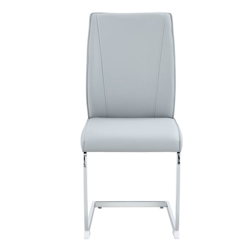 Set of 8 High Resilience Dining Chair with Arched Metal Silver Leg
