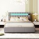 preview thumbnail 1 of 12, Grey Bed Queen Size with LED Light Bluetooth Player and USB Charging Queen - Grey